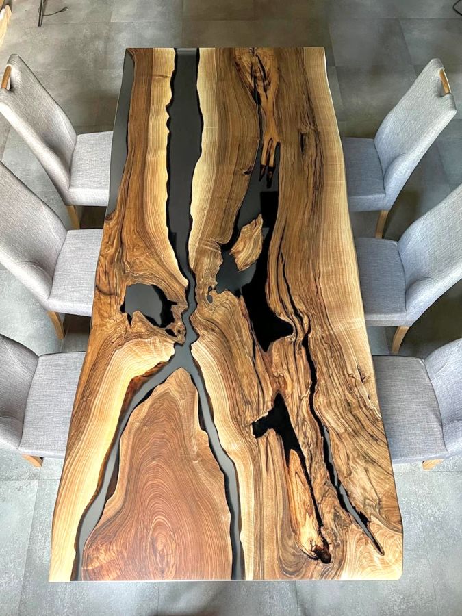 Купити Table wood and epoxy resin Nussbaum-Fluss River-Exklusiv від MAIIMO