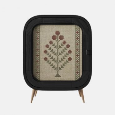 Bedside table PLETENO black embroidery berries