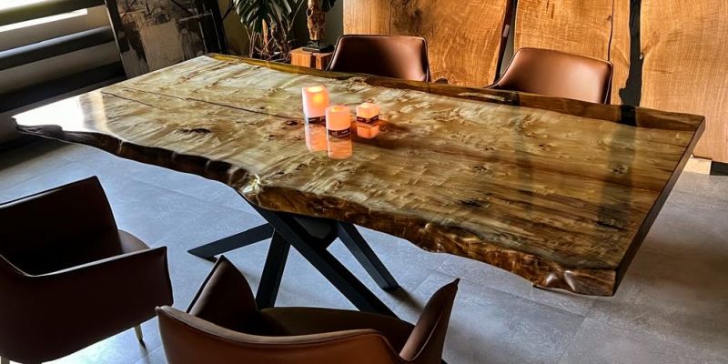 Купити Table wood and epoxy resin Pappel Auge PUR від MAIIMO