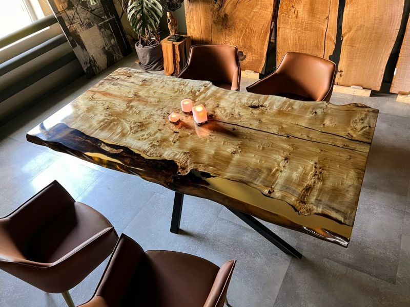 Купити Table wood and epoxy resin Pappel Auge PUR від MAIIMO