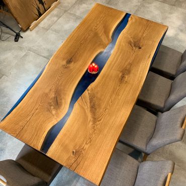 Стіл з дерева та епоксидної смоли Eiche RIVER Epoxy