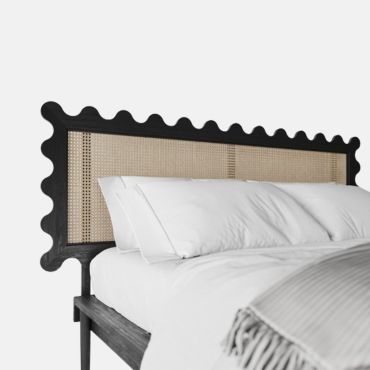 Bed KHVYLI with a headboard for a mattress of 180 cm black