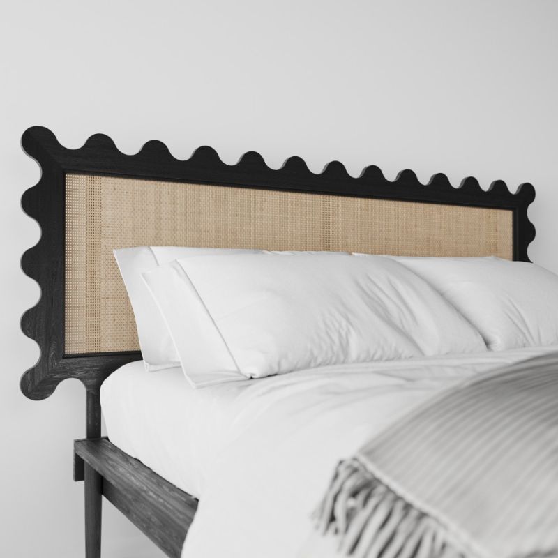 Купити Ліжко з узголів'ям KHVYLI під матрац 200 см чорний від MAIIMO