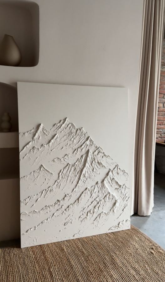 Купити Textured painting of the Mountain panel beige від MAIIMO