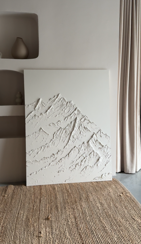 Купити Textured painting of the Mountain panel beige від MAIIMO